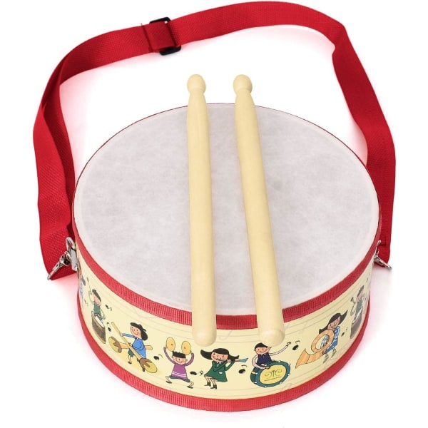Barntrumma utrustad med en axelrem, handhållen trumma för barn, för barnfödelsedagsmusikleksak