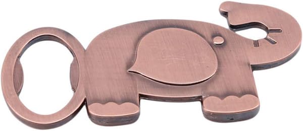 1 stk ølflaskeåpner i metall, elefantformet gave (bronse)