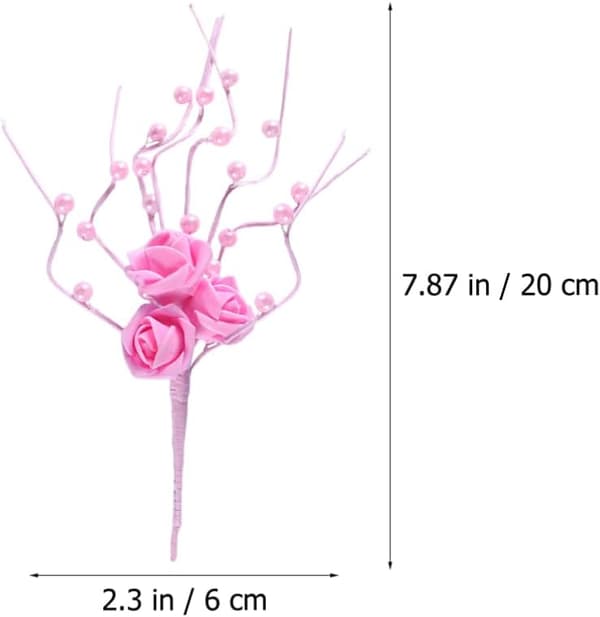 2 stk. roseblomst cupcake-topper perlegren tre bursdagskake-pinner teselskap dessertdekor