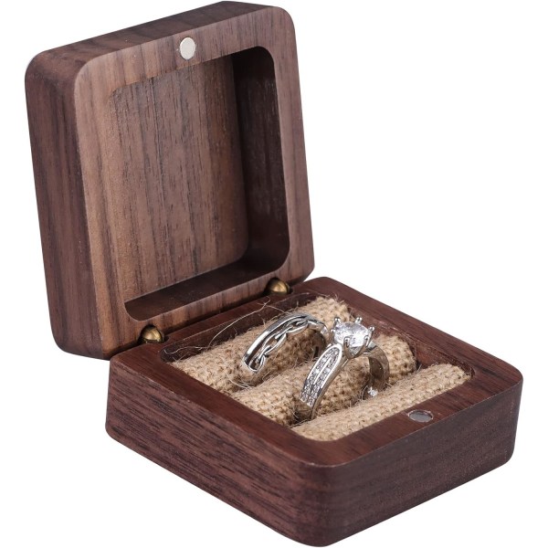 Magnetisk ring smyckeskrin Antik massivträ örhängen hängande förvaringsbox