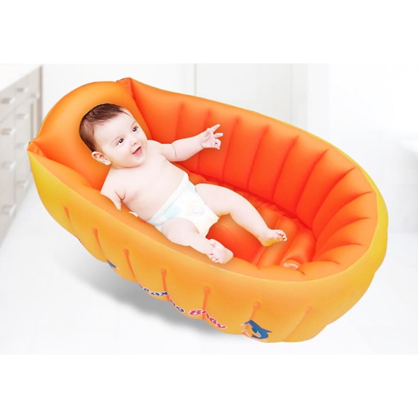 Uppblåsbart baby 0-3 år Toddler hopfällbar badsits Minipool - Orange