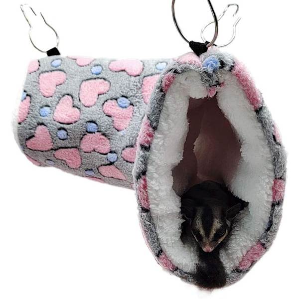 Liten djurhängande tunnel hamster supermjuk plysch tunnel hängmatta (grå) grey
