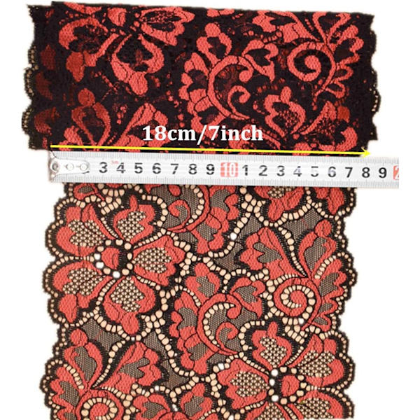 10 meter mjuk blommig stretch spetsband DIY klädtillbehör (röd) Red