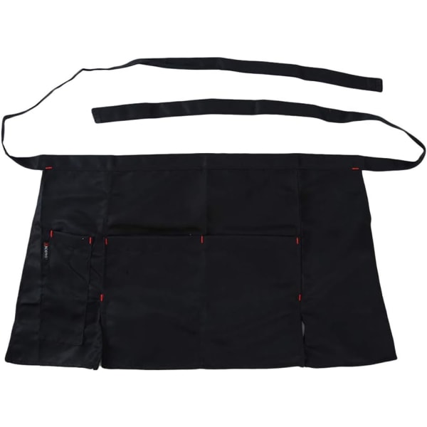 Servitörförkläde Köksmatlagning Midjeförkläde med 2 stora fickor 1 liten ficka (svart)