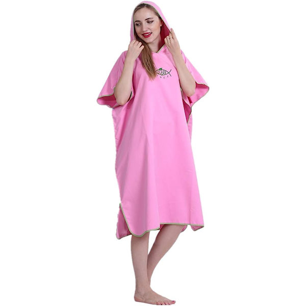 Unisex Bad Poncho Strandhandduk Mikrofiber Snabbtorkande Badrock Poncho med Huva Badhandduk（rosa） pink