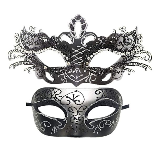 Par Maskerad Mask Metall Järn Fjäril Bal Mask Dubbel Färg (silver) 2 st silver