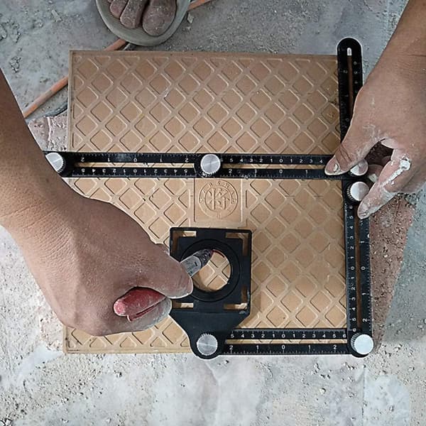 6-siders vinkelmal i aluminiumslegering, multiruler med flisposisjoneringsåpning