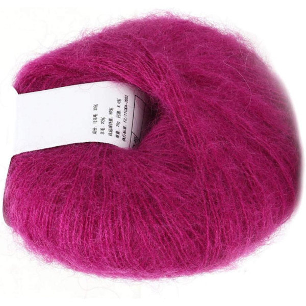Stickad mjuk angora lång ullgarn varm med en virkning populär för DIY vävning (mörkröd) deep red