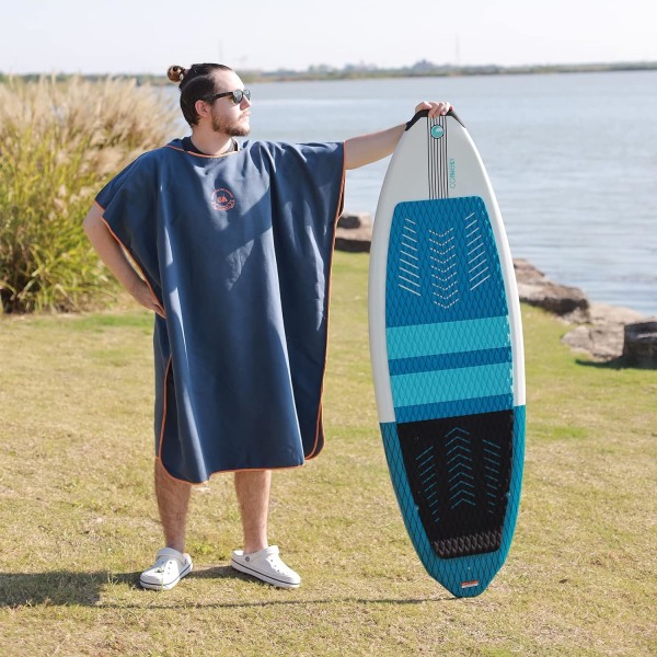 Ersättningsrock handduk cape med huva för surf simning våtdräkt (marinblå) navy blue