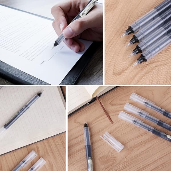 15 stk. sorte rollerball-penne, 0,5 mm fine kuglepenne med flydende blæk