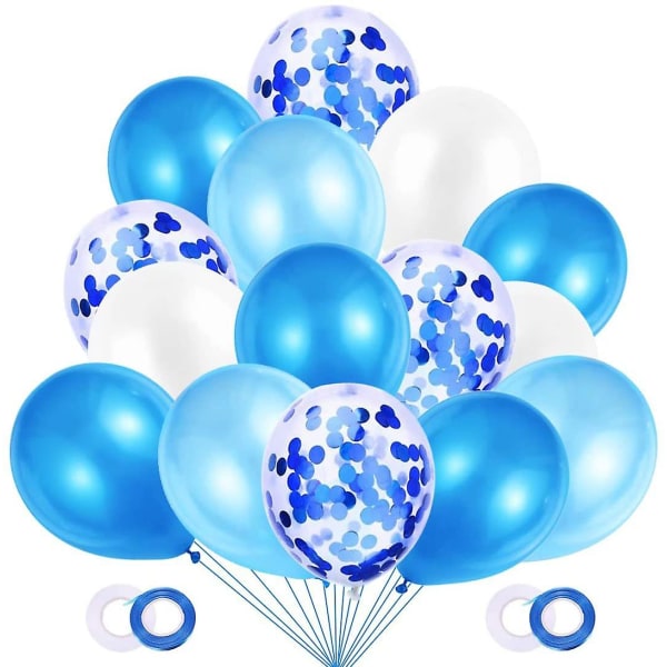 12 tums konfetti heliumballonger ballongfestdekorationer 60 stycken (blå) Blue