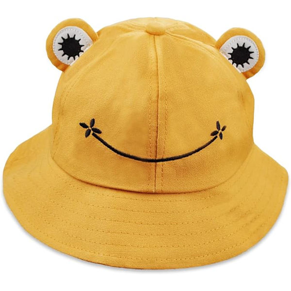 Damfiskehatt Groda Sol Unisex Hink Vikbar Utomhus Sommar för Camping Vandring Fiske（gul） Yellow