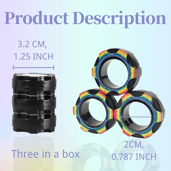 Magnetiska ringar Fidget Toys, Fidget Toy, Decompression Magnetic Toy, Finger Toy Sets för barn och vuxna