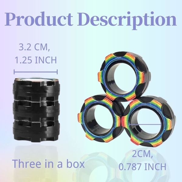 Magnetringar Fidget Toys, Dekompression Magnetic Toy, Finger Toy Sets för barn och vuxna