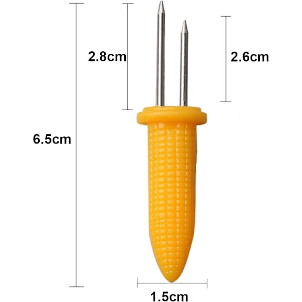 8 sammankopplade majshållare i rostfritt stål, dubbla majskolvsspett