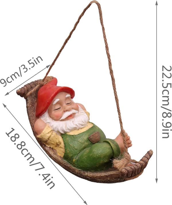 Hængende Gnome Havepynt Udendørs, Sovende Gonks Udendørs Harpiksstatuer (18cm)