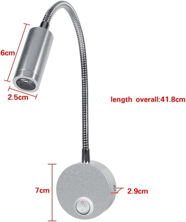 Lesearbeidslys Bryter Hodegjerde Vegg med Fleksibel Svanehals (Gull, 3W) color 1 3w