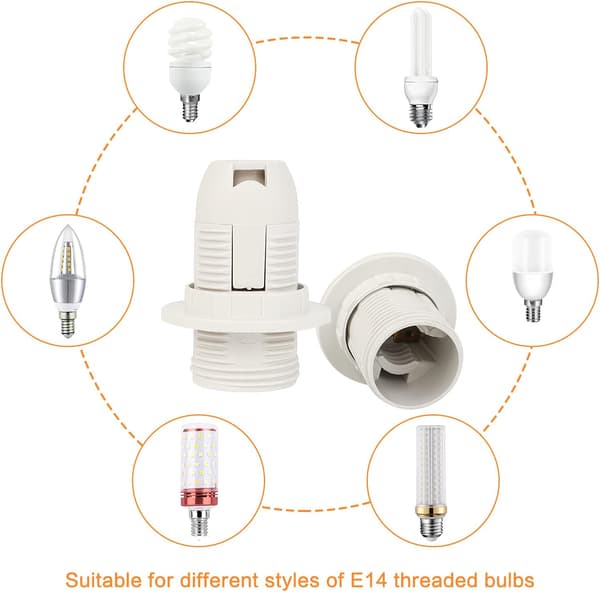 10-pack E14-lampsockel 250 V 2 A Bakelit lamphållare gängbas med skruvring (vit)