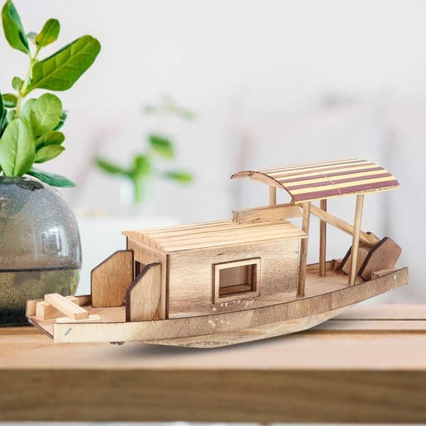 DIY Träpussel 3D Fiskebåt Miniatyr Montering Modell Heminredning 1 Stycken