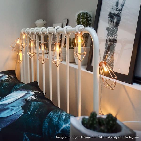 Metall Geometrisk Lykt Batteridrevne Eventyrlys, 10 LED Varmhvit