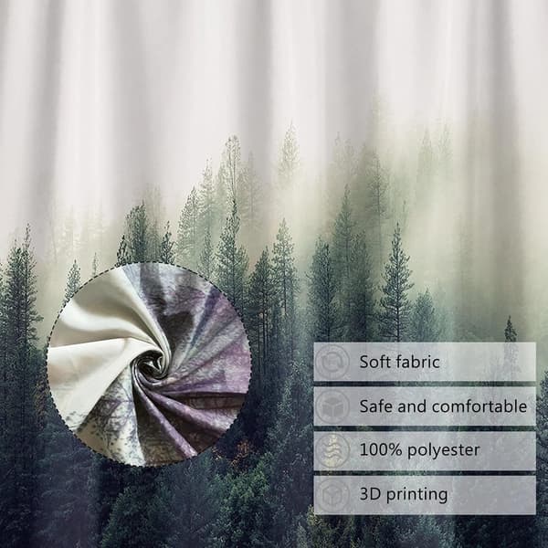 Vaskbart stof badeforhæng i polyester landskab (180 x 180 cm)