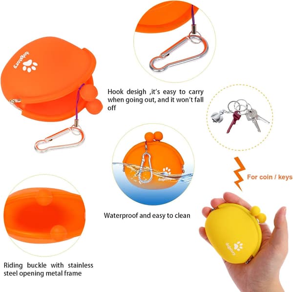 Kæledyr Silikone Godbidspose Bærbar Hundegodbidspose Halvlukket Åbning (Gul + Orange)