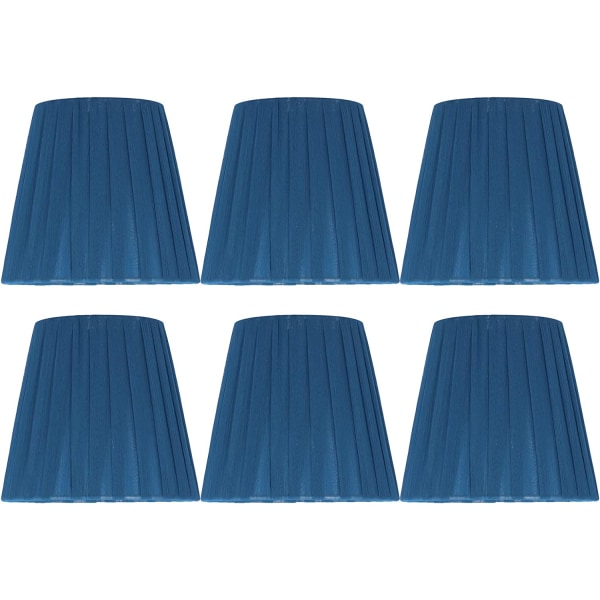 Paket med 6 små lampskärmar Tyg lampskärm, sängbord lampskärm ljuskrona (mörkblå) blue