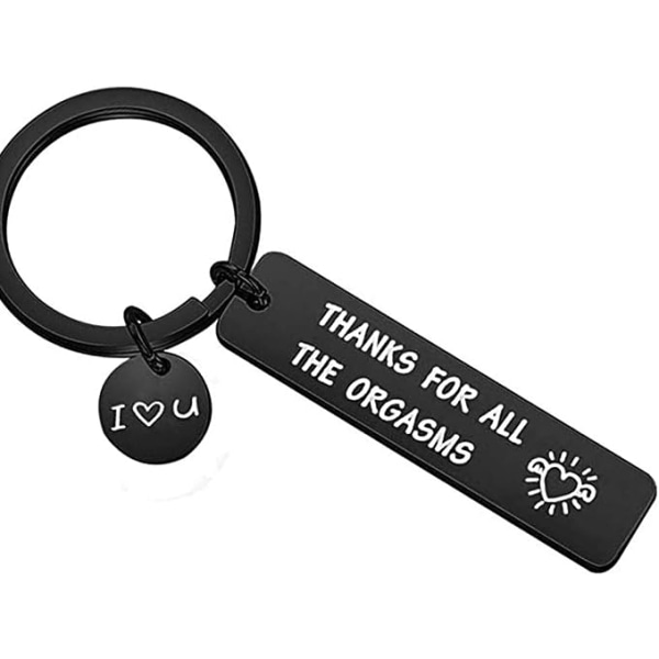 Rolig nyckelring för par i rostfritt stål Tack för alla orgasmer jag älskar dig stygg present