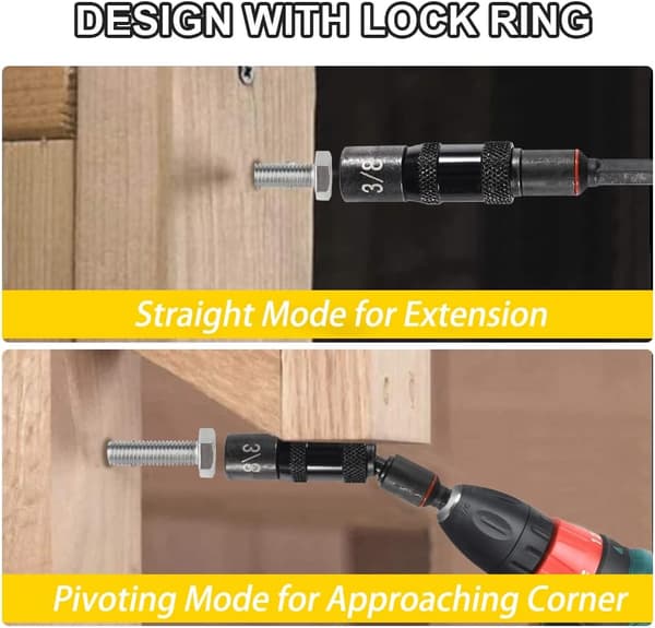 3 stk magnetisk svingbar muttertrekker sett sekskantet skaft skifte muttertrekker borbitsdriver pipe sett muttertrekker