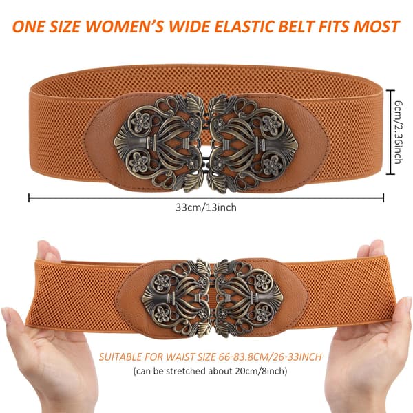 2 deler retro stretch-midjebelte for kvinner med metallspenne for damekjoler