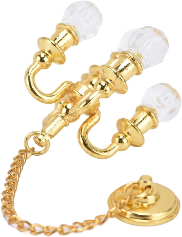 Dukkehust Mini Lampe, 1/12 Dukkehust Lysekrone, Dukkehust Tilbehør (Gull)