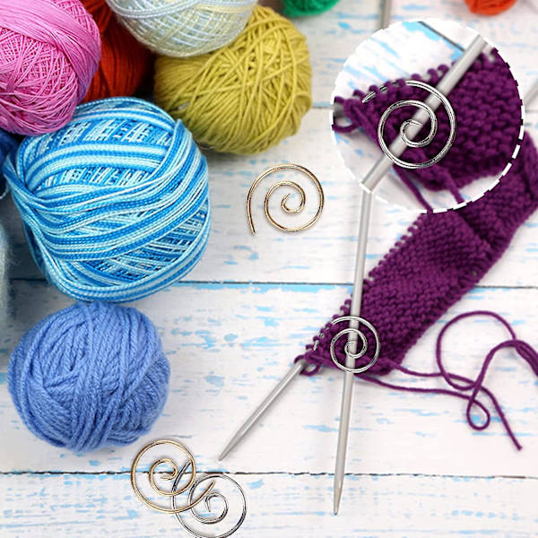 4 st spiralformade stickningsnålar, handgjorda stickningsverktyg i rostfritt stål, cirkelformade böjda nålar (silver + guld)