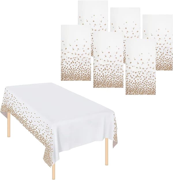 Engangs tørkbar vanntett plastduk 137x274cm (rose gull prikker) 6 stk