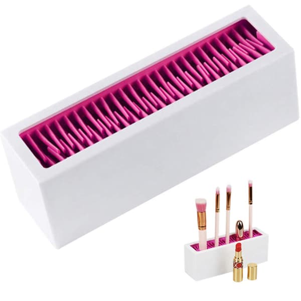 Make-up børsteopbevaring lavet af silikone, læbestift/øjne/neglelak organiser (rosarød)