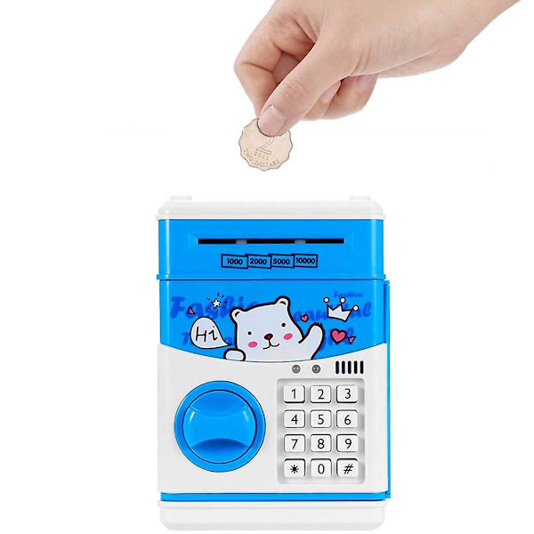 Elektronisk spargris Mini ATM Lösenord Mynt Sparbössa Barnleksaker Gåvor blue