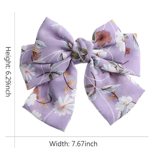 Chiffon Sløyfe Hårspenne Elastisk Hårspenne for Kvinner Fest Hodeplagg (hvit + lilla) 2 stk White + Purple