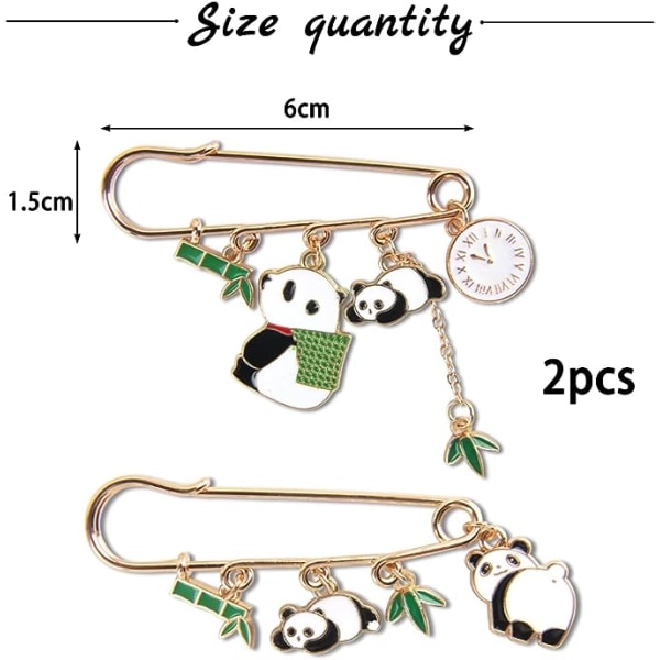 2 delar Panda Brosch, Panda Emalj Pins Panda Lapel Pin Badge Dekorationer