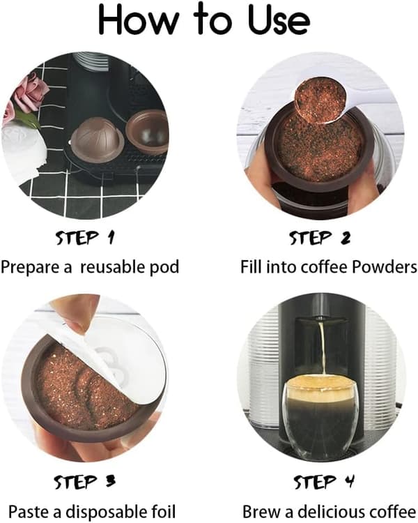 5 stk. gjenbrukbare Vertuo Pods påfyllbare kaffekapsler (brun 150 ml, 5) brown