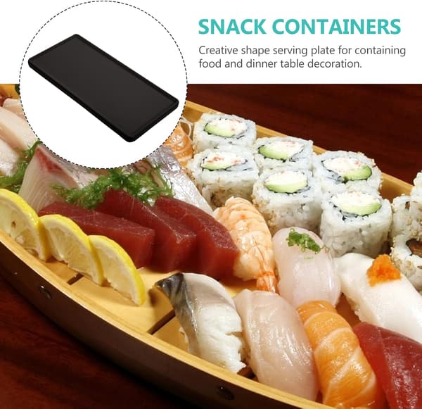 Keramisk Sushi Serveringsbakke Sort Rektangulær Porcelæn Serveringsfade Fest Serveringsfad