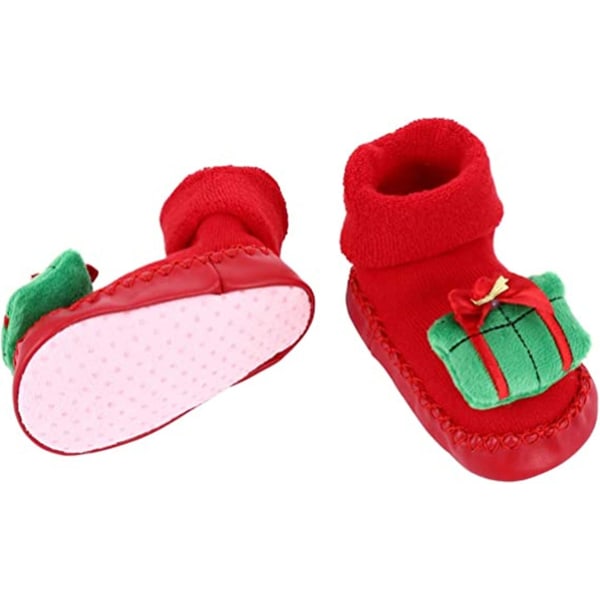 Baby halkfria golvstrumpor Vinter fluffiga plysch termiska strumpor (för 12-24 månader) 13cm