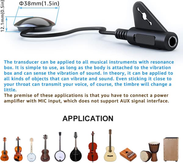 melod Kontaktmikrofon Piezo Pickup Violin Mikrofon Pickup Cello Ukulele Mandolin Gitarr