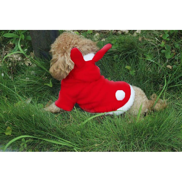 Mjuk vinterhoodie för husdjur, hundkläder cosplay kaninkostym (röd, XS) 1 st Red xs