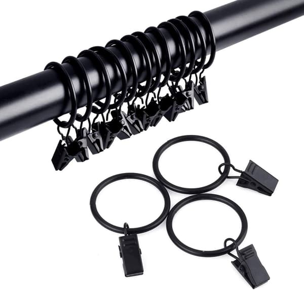 100 st gardinringar duschringar dekorativa duschdraperiringar glidringar (svart) black