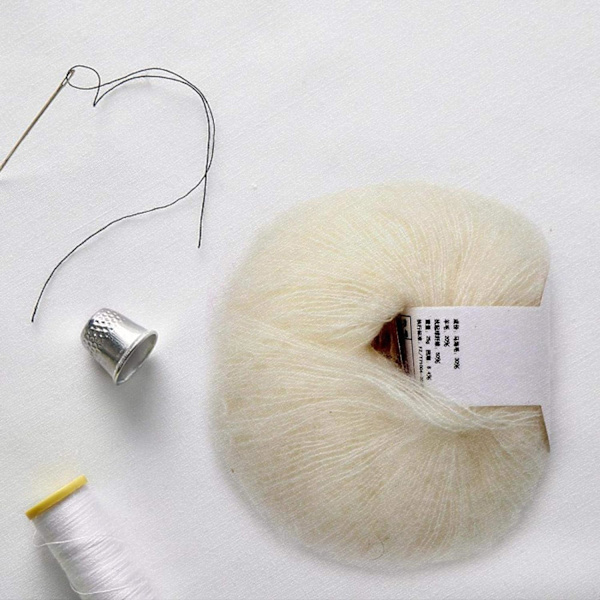 Mjuk Angora Lång Ullgarn Varm med en Virkning Populär för DIY Väva(Vit) White