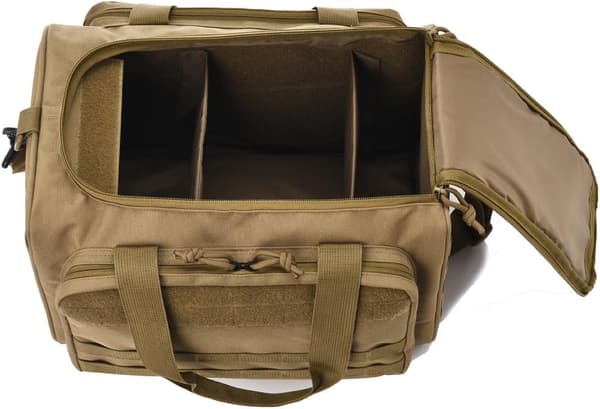 Taktisk skydebane taske, Deluxe pistol skydebane duffel tasker khaki