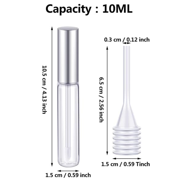 Tomma läppglansrör Läppglansbehållare Genomskinlig Silver 20 st 10 ml silver