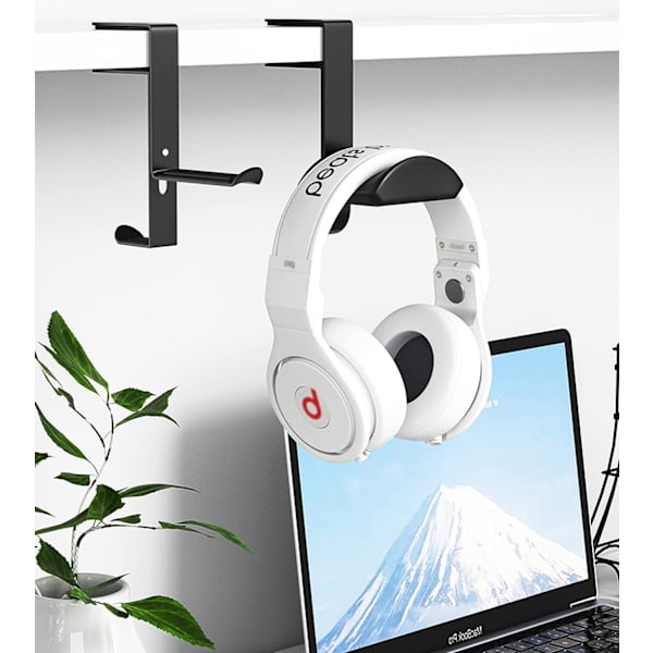 Metallhörlurar Klämma-på Hängare Hållare, Gaming Headset Hook Under Desk (Svart) Black