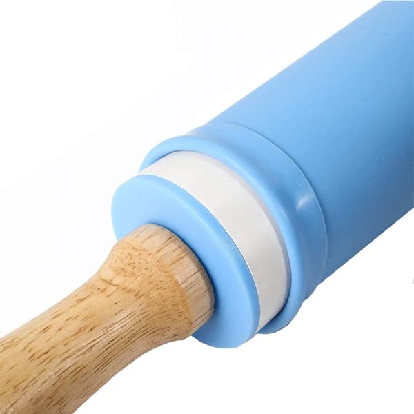 Silikon Solid Trehåndtak Kjevle Nonstick Pins (Blå, Grønn) 2 Pakke