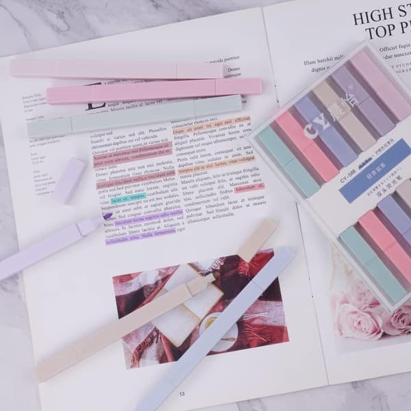 Pastel Highlighter, 6-pak dobbeltendet highlighter, bibel highlighter markørfarve
