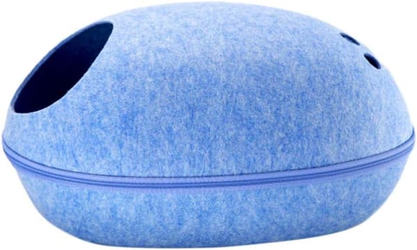 Äggskalsformad husdjurssäng varm kennel kattsovsäck halvstängd blue